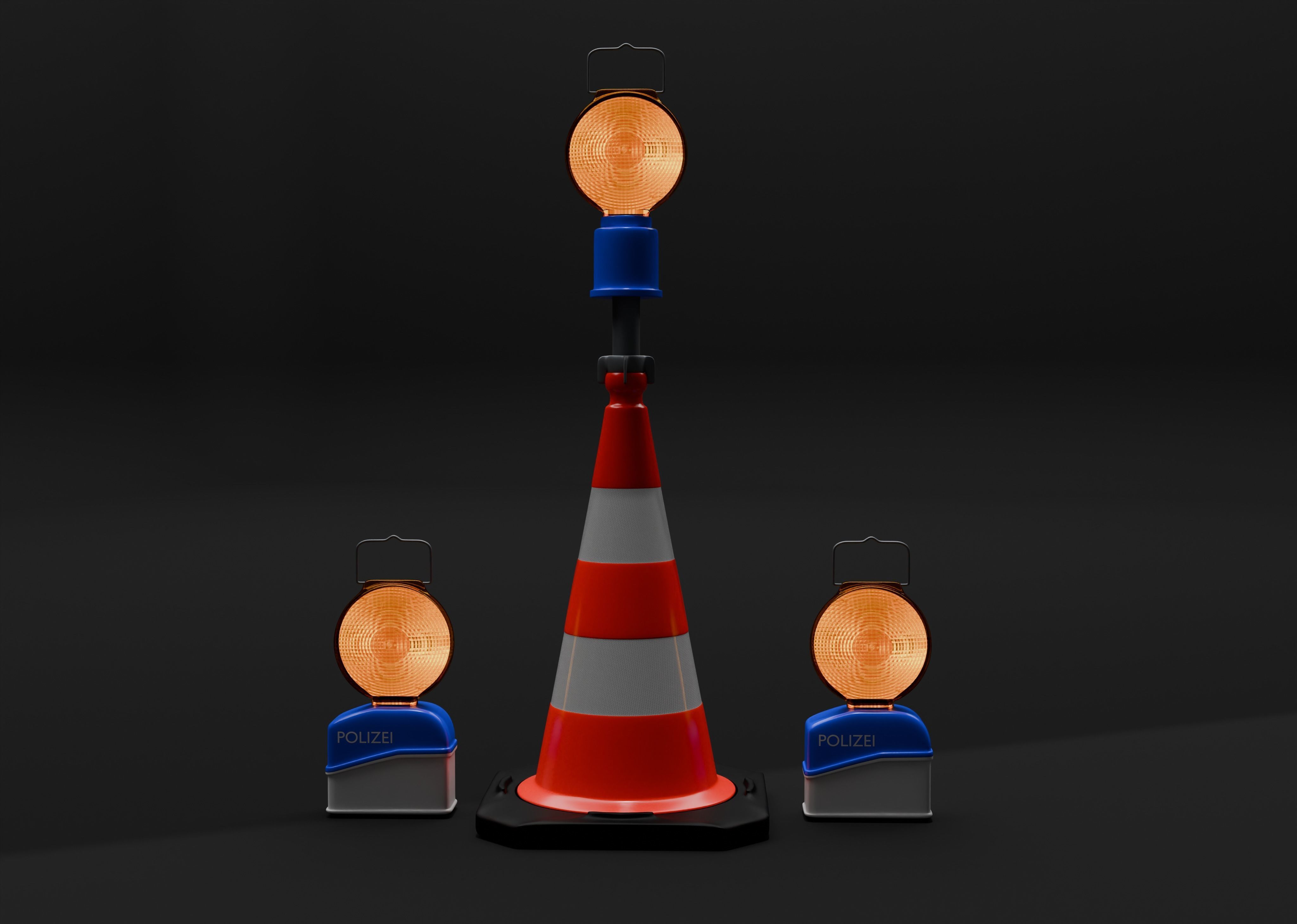 Fuehrungslichtanlage und Leitkegel Pack Polizei 3D model_1