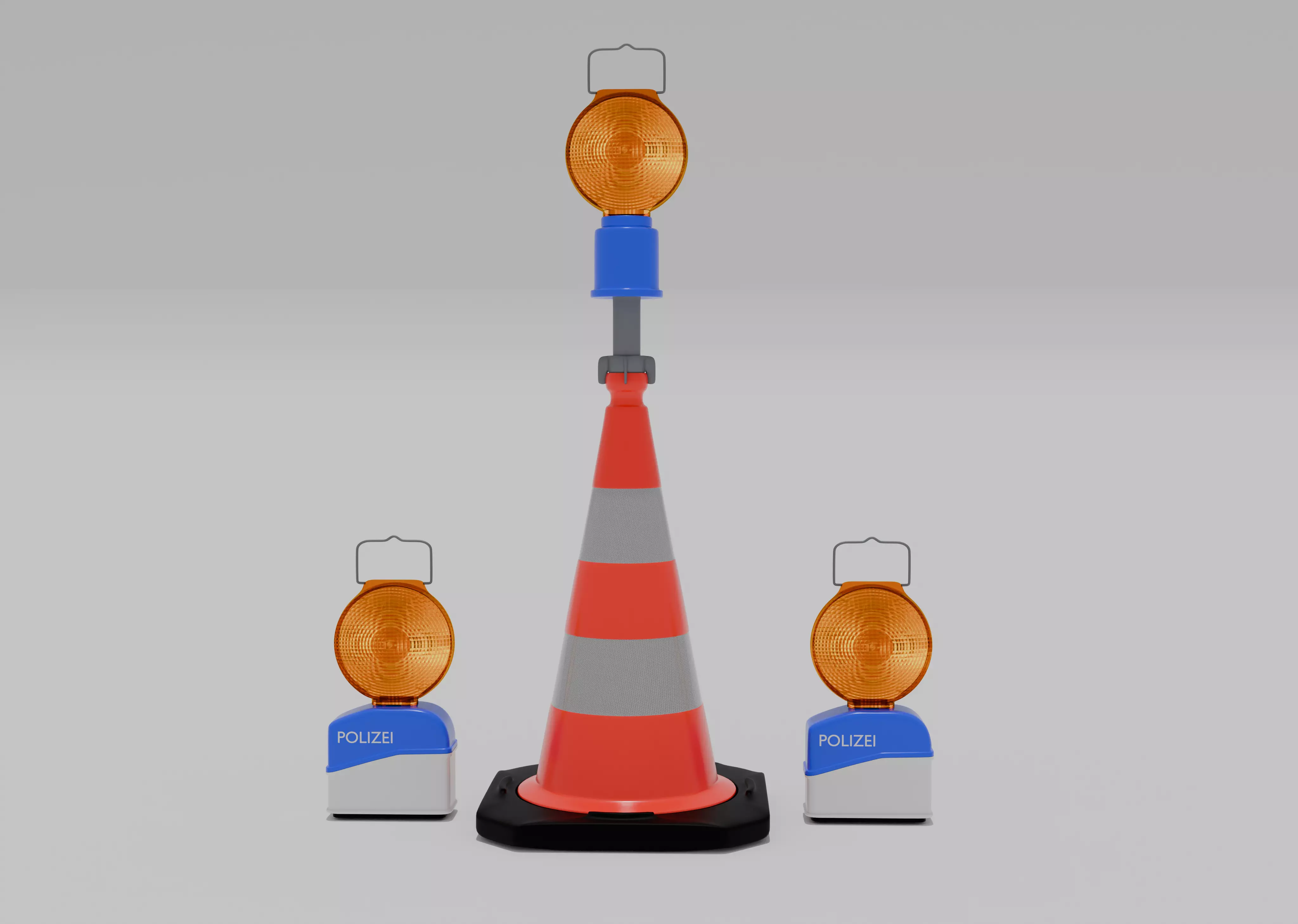 Fuehrungslichtanlage und Leitkegel Pack Polizei 3D model_0