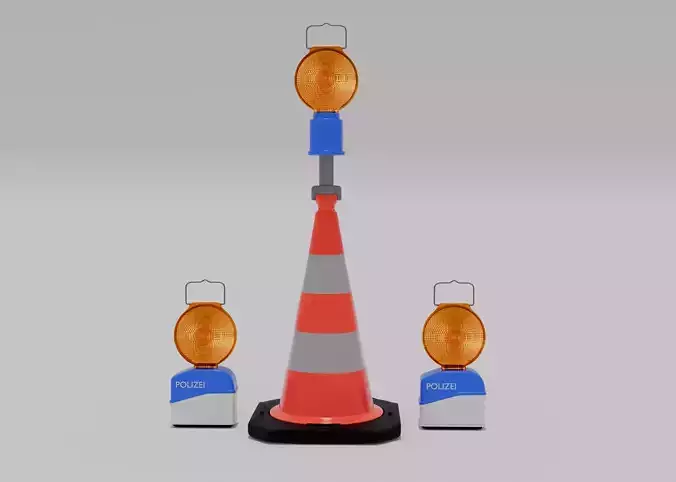 Fuehrungslichtanlage und Leitkegel Pack Polizei 3D model
