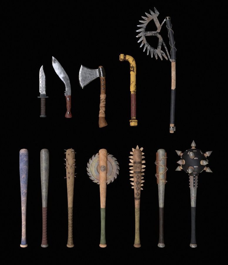 GameReady Melee Weapon Pack - 12 Mesh Low Poly High Quality Low-poly 3D model_6