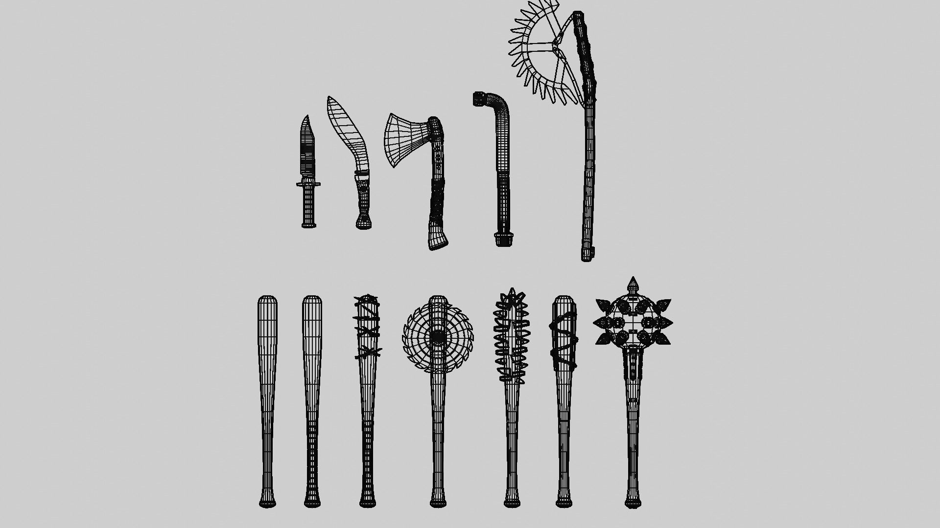 GameReady Melee Weapon Pack - 12 Mesh Low Poly High Quality Low-poly 3D model_7