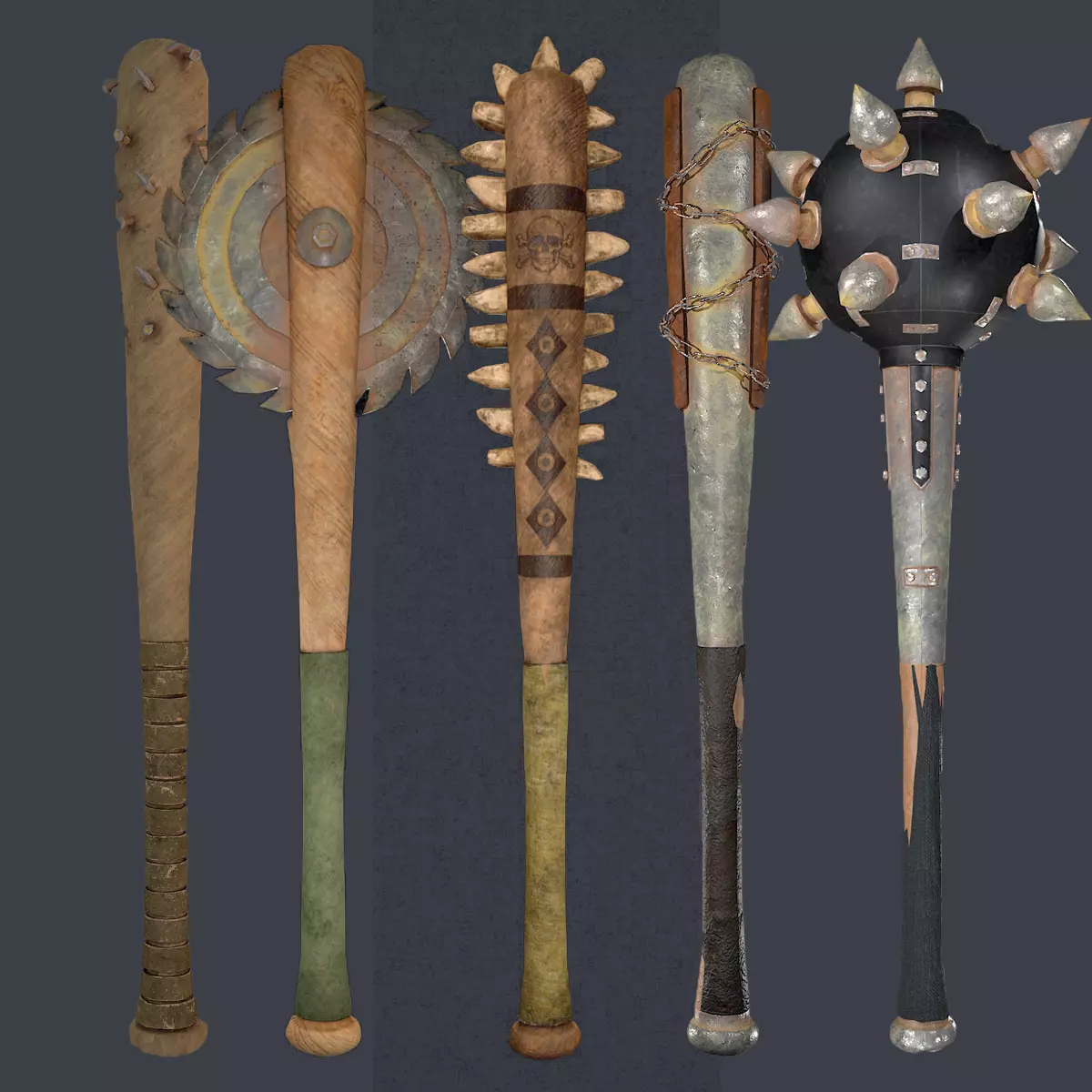 GameReady Melee Weapon Pack - 12 Mesh Low Poly High Quality Low-poly 3D model_0