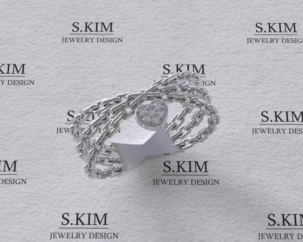 Chain with lock heart 3D print model_5