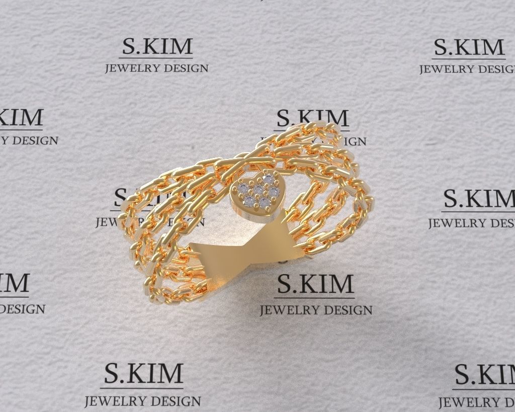 Chain with lock heart 3D print model_6