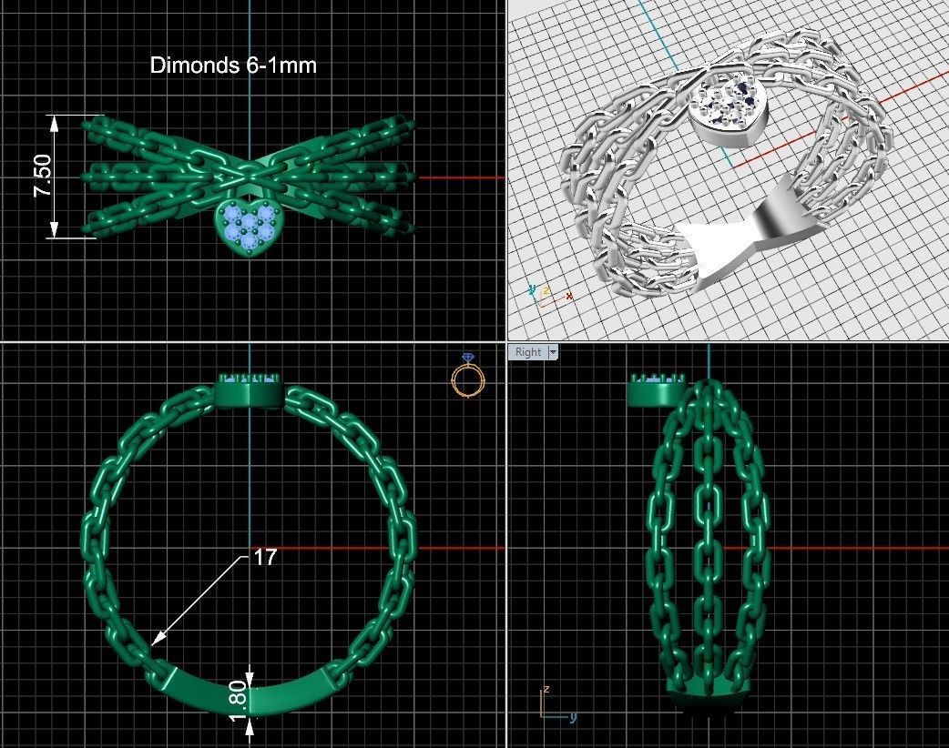 Chain with lock heart 3D print model_8
