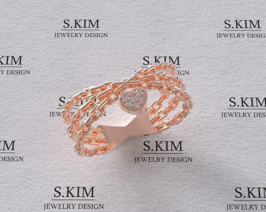 Chain with lock heart 3D print model_7