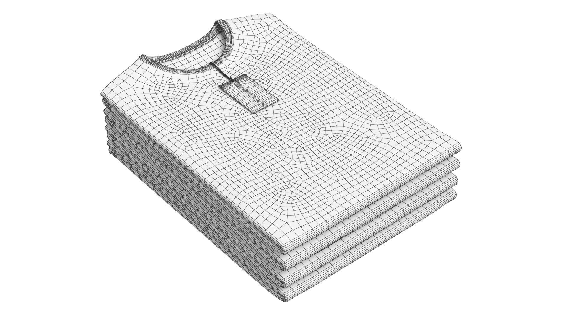 Crew Neck T-Shirt Folded For Men with Tag 3D model_6