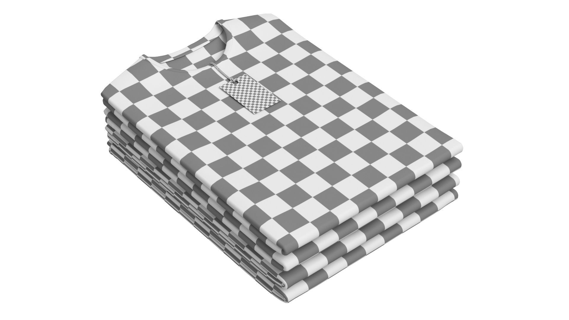Crew Neck T-Shirt Folded For Men with Tag 3D model_4