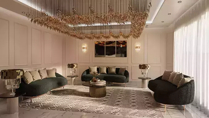 Luxury Livingroom Interior Design 3D model