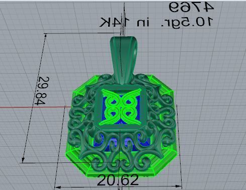 Octagonal Halo Sapphire Pendant 4769 3D print model_5