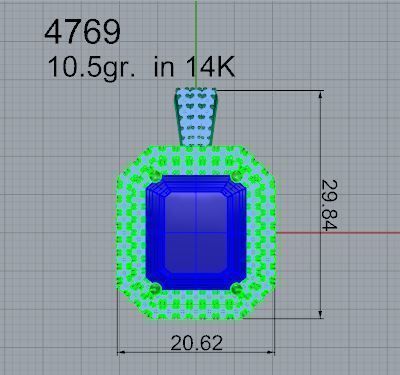 Octagonal Halo Sapphire Pendant 4769 3D print model_4
