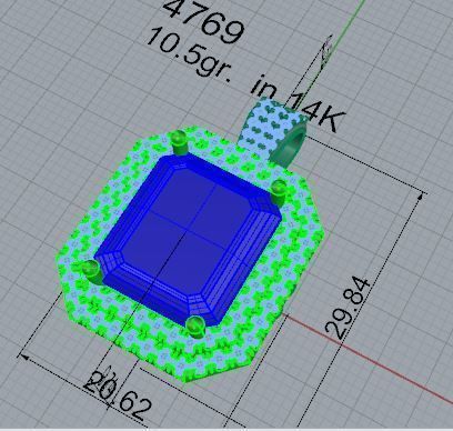 Octagonal Halo Sapphire Pendant 4769 3D print model_7