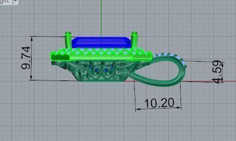Octagonal Halo Sapphire Pendant 4769 3D print model_6