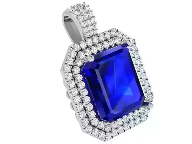 Octagonal Halo Sapphire Pendant 4769