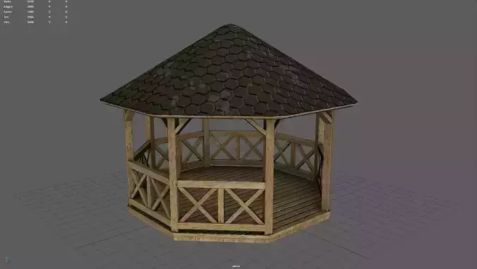  Garden Gazebo Low-poly 3D model