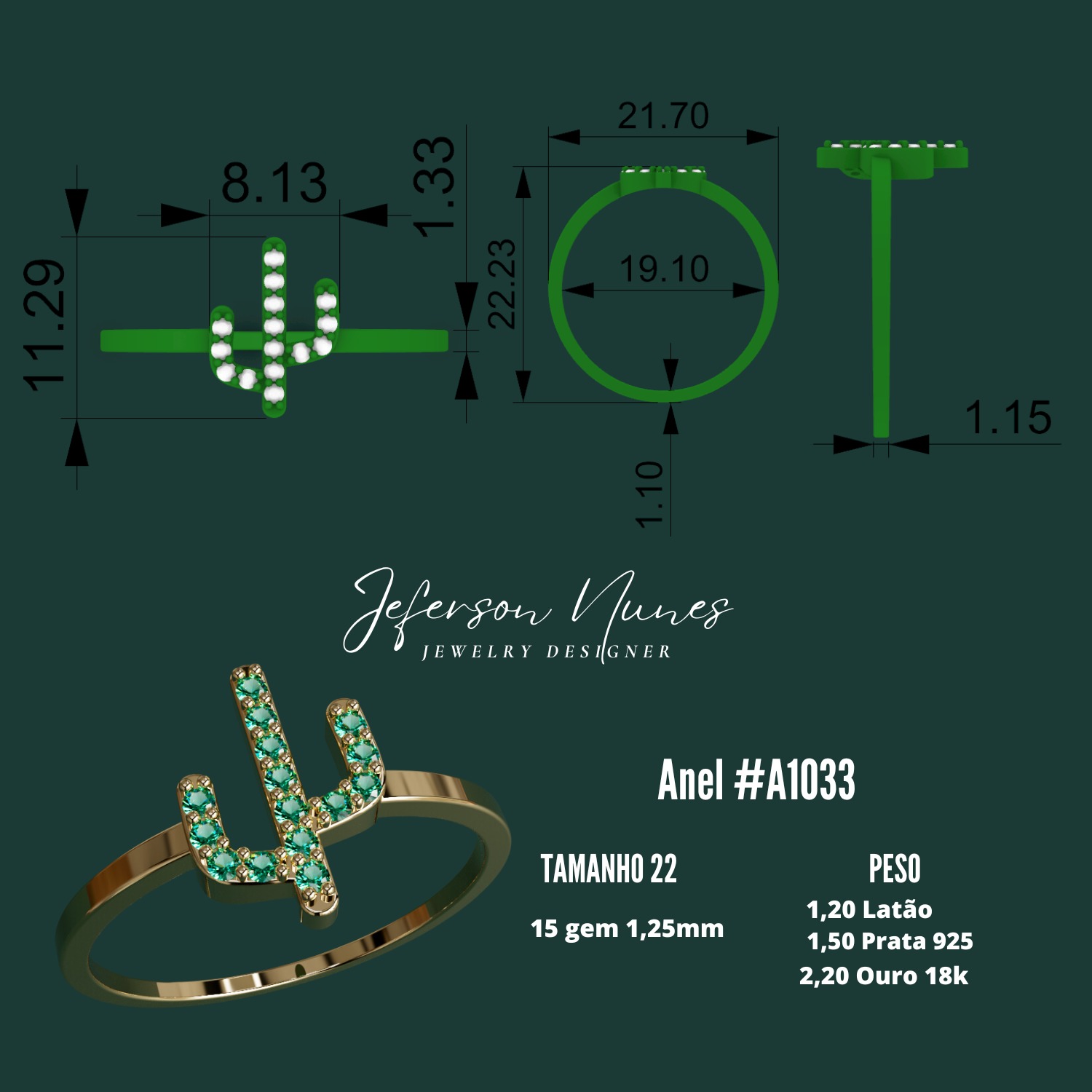 Ring Anel Cacto A1033 3D print model_6