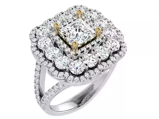 Princess Cut Diamond Halo Ring 4772