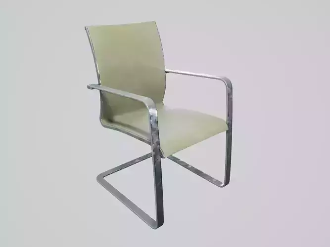 Modern chair cream velvet galvanized steel Low-poly 3D model