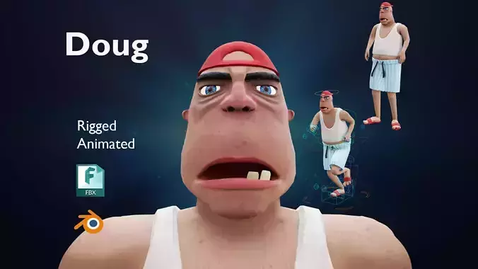 Doug - Rigged Animated Looney Character Low-poly 3D model