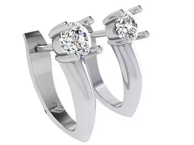 Round Diamond English Lock Earring 4788
