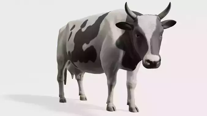 free cow 3d model with realistic texture Low-poly 3D model