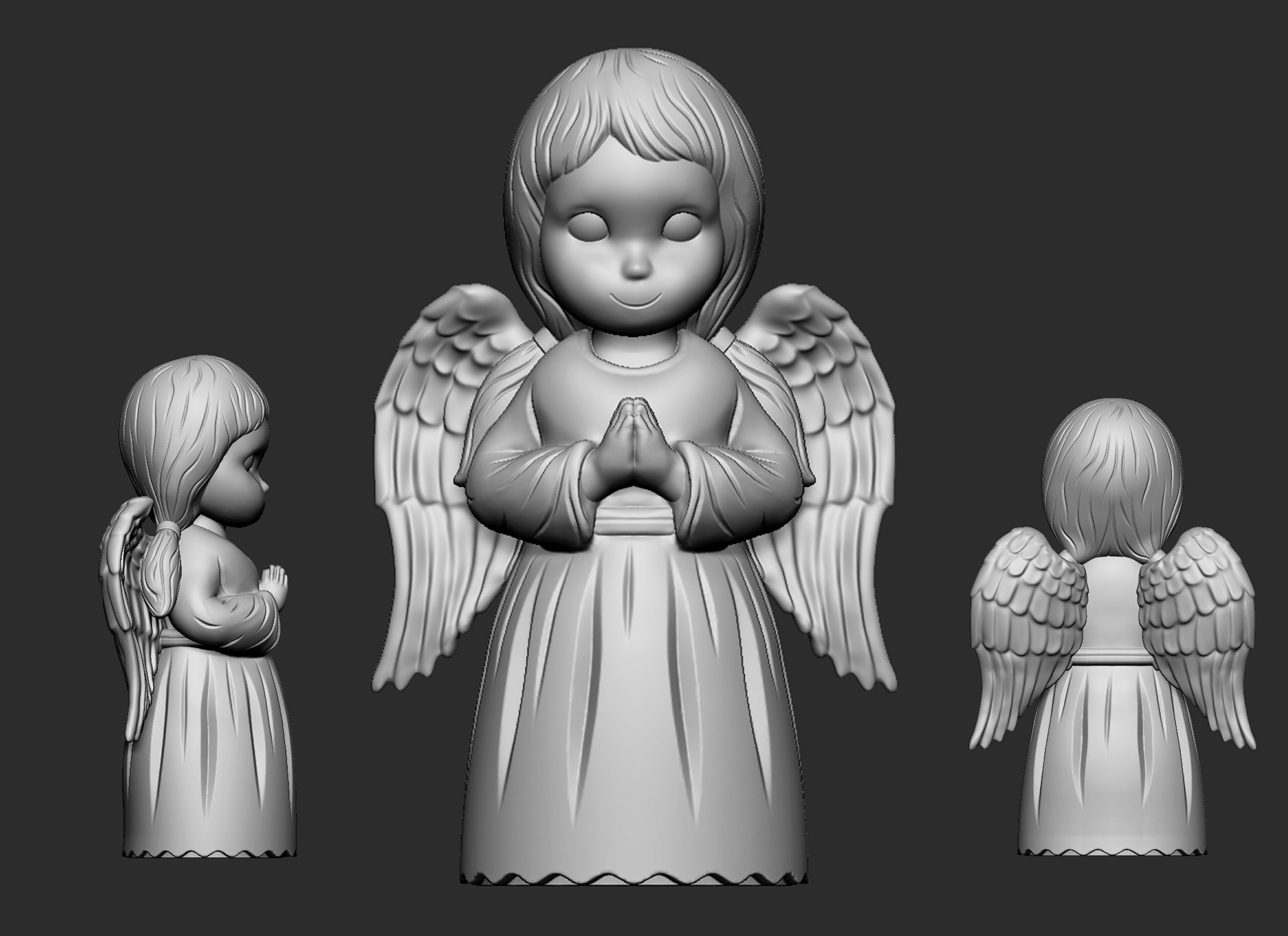 praying baby angel  3D print model_62