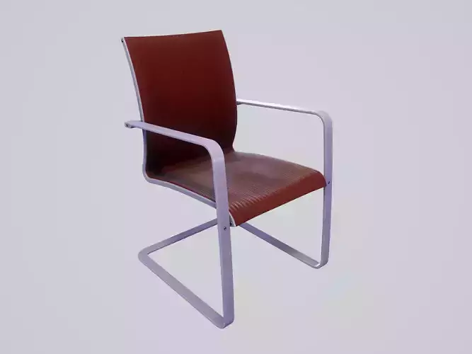 Modern chair deep red wool - lavender painted wood Low-poly 3D model