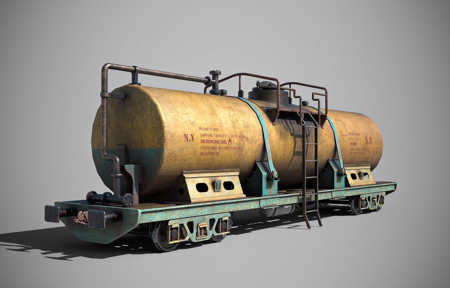 Tank wagon Low-poly 3D model_6