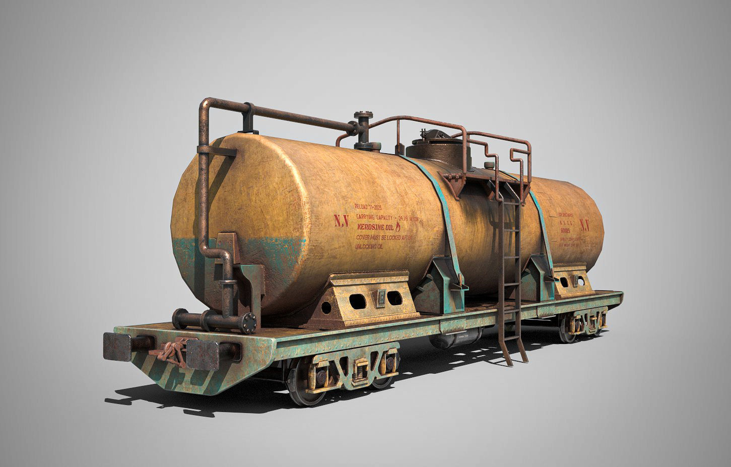 Tank wagon Low-poly 3D model_3
