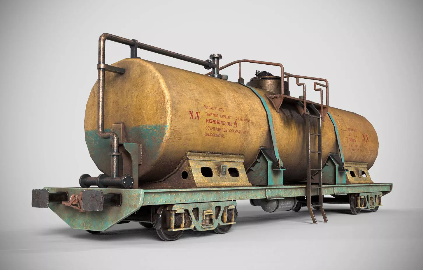Tank wagon Low-poly 3D model_0