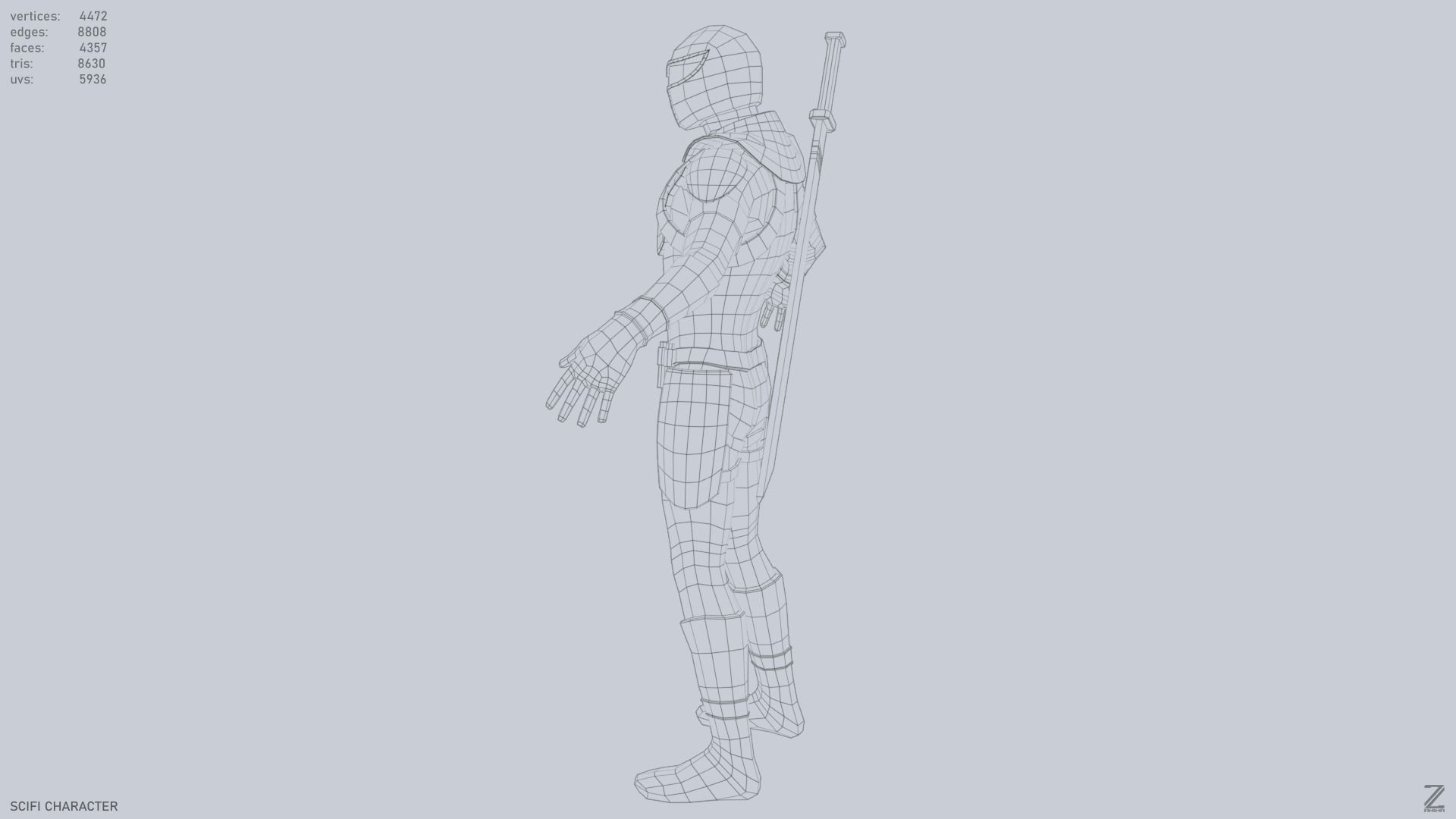 Scifi character Low-poly 3D model_11