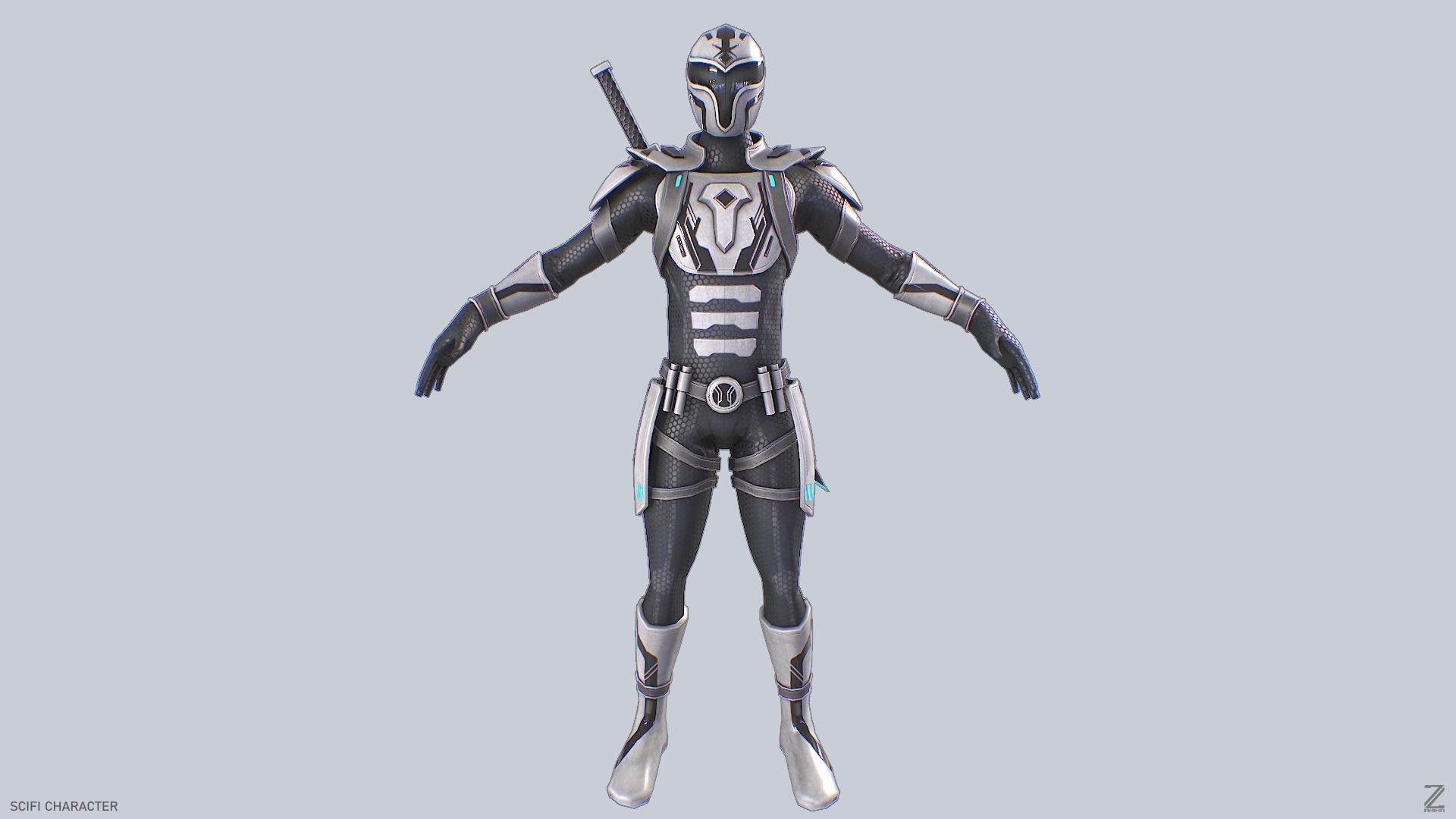 Scifi character Low-poly 3D model_8