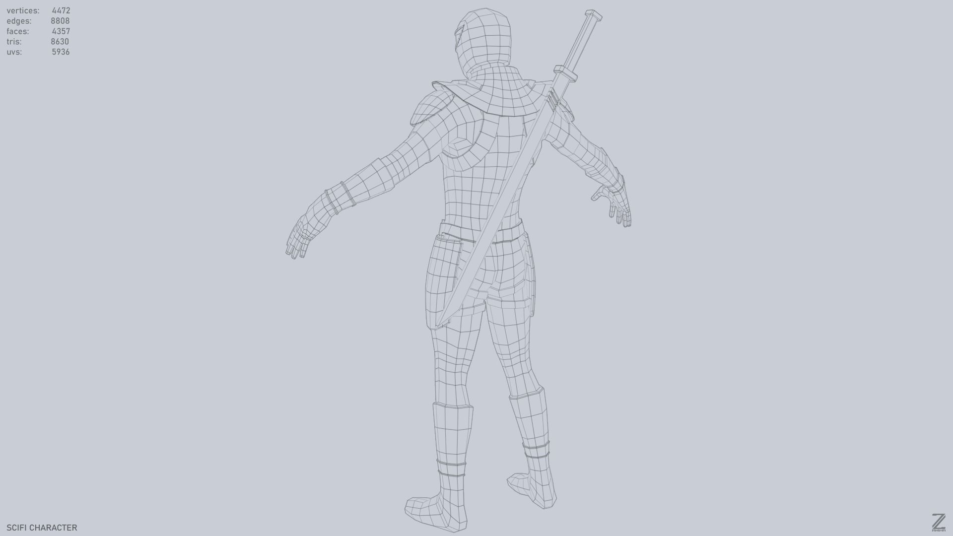 Scifi character Low-poly 3D model_12