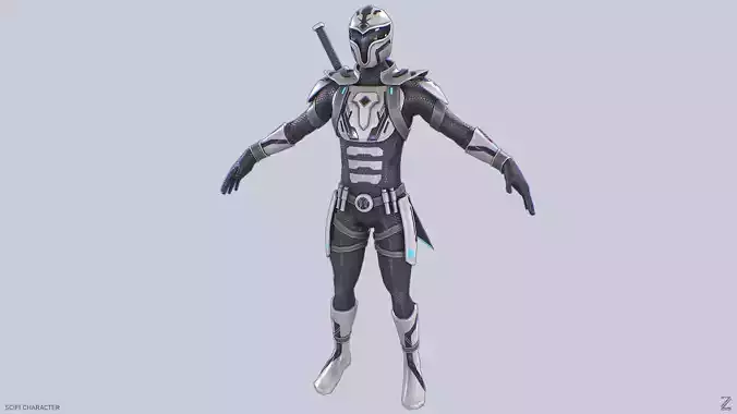 Scifi character Low-poly 3D model