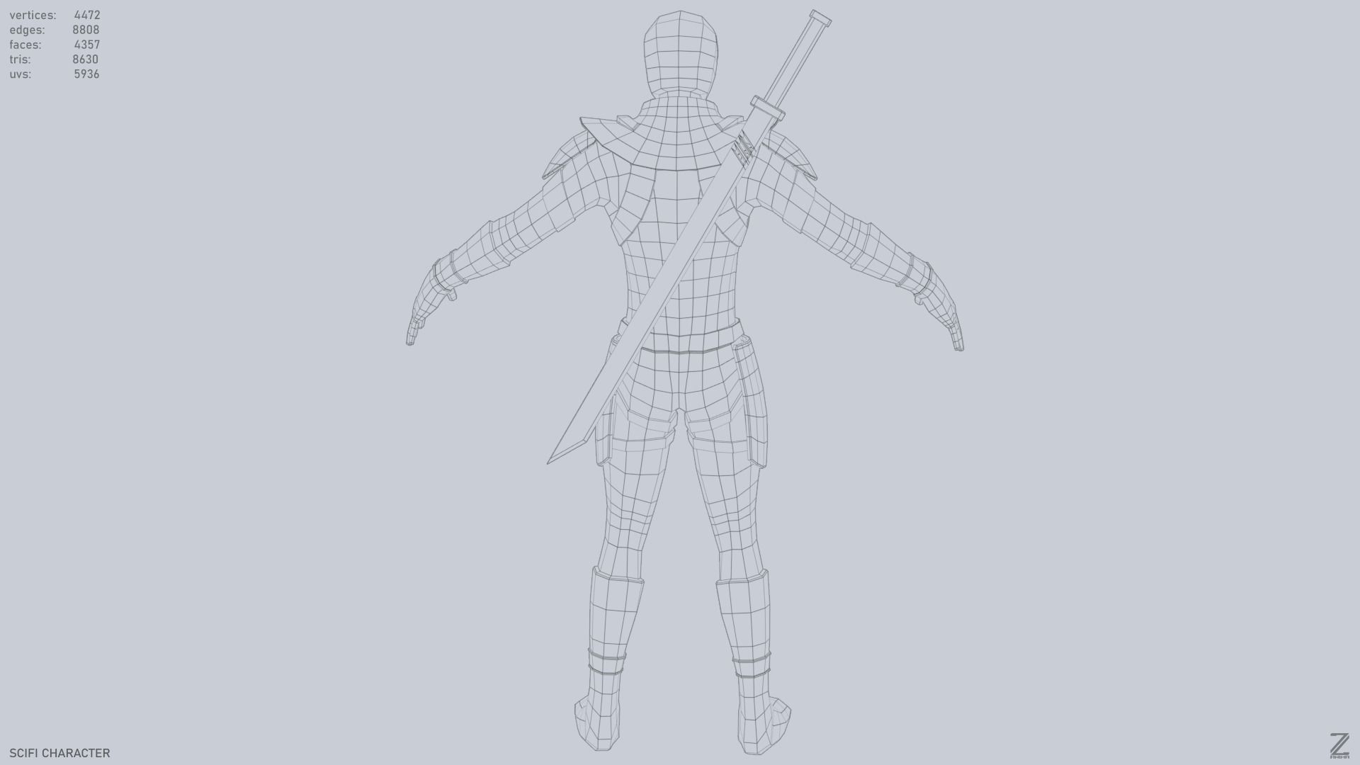 Scifi character Low-poly 3D model_13