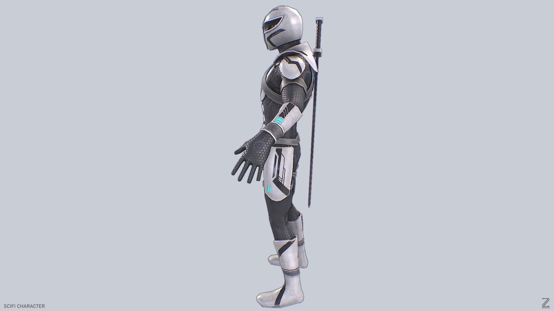 Scifi character Low-poly 3D model_4