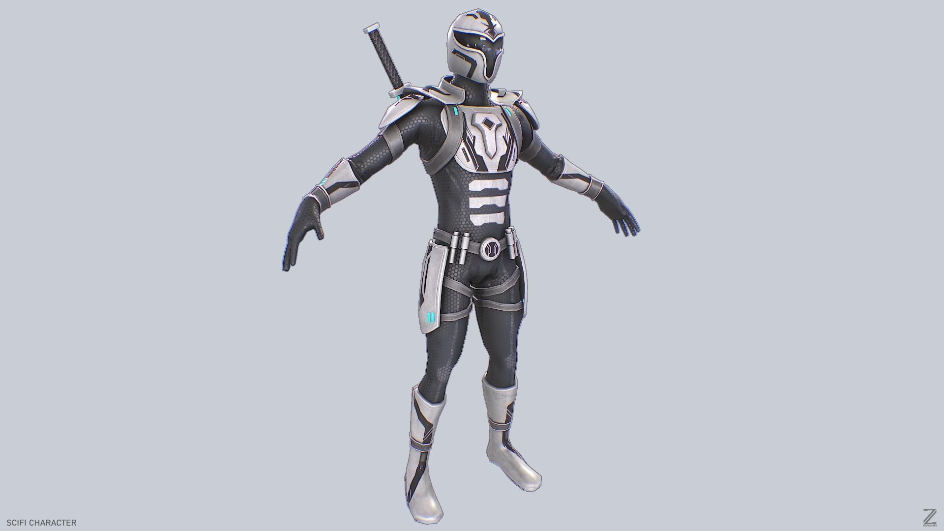 Scifi character Low-poly 3D model_7