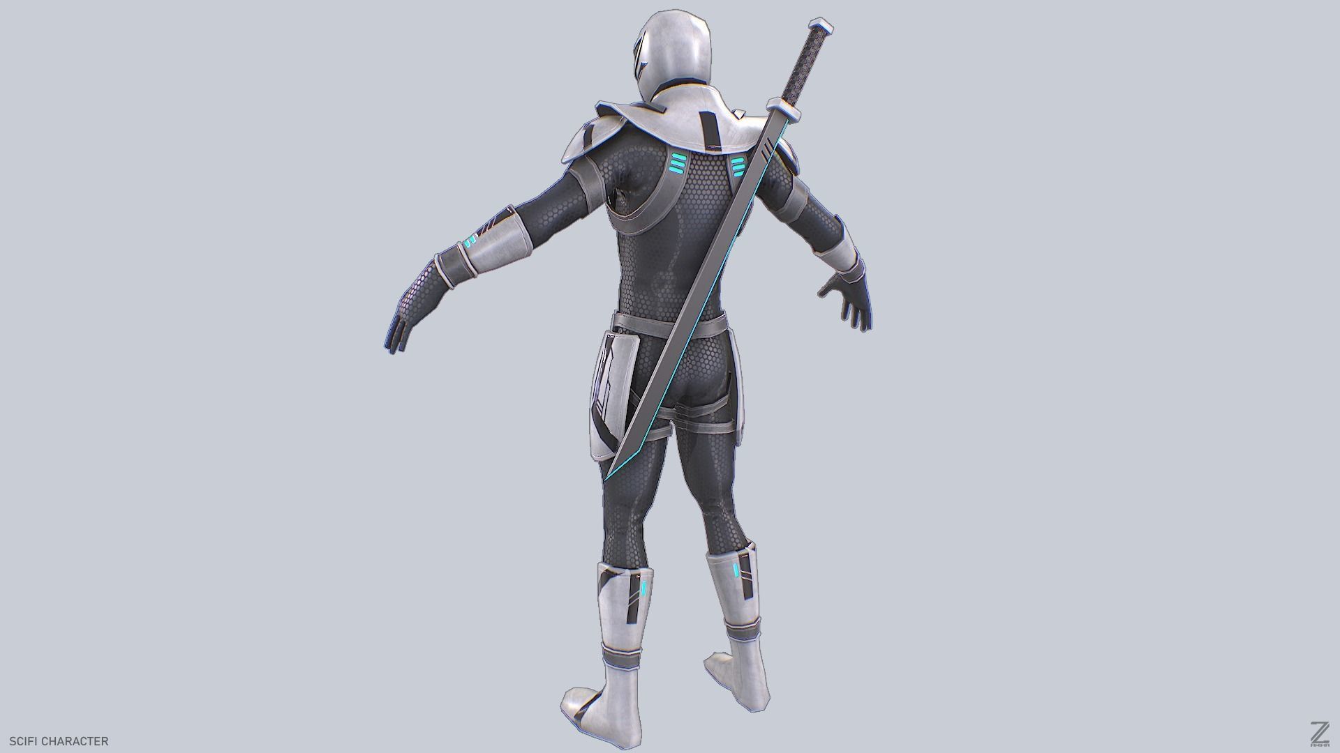 Scifi character Low-poly 3D model_5