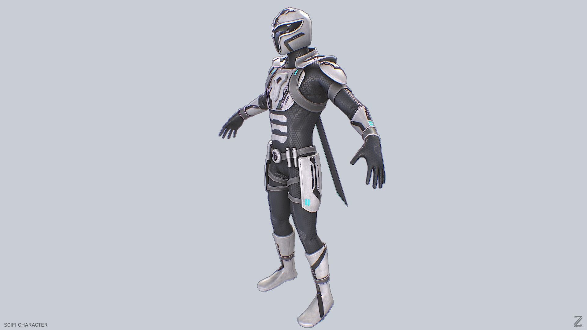 Scifi character Low-poly 3D model_2