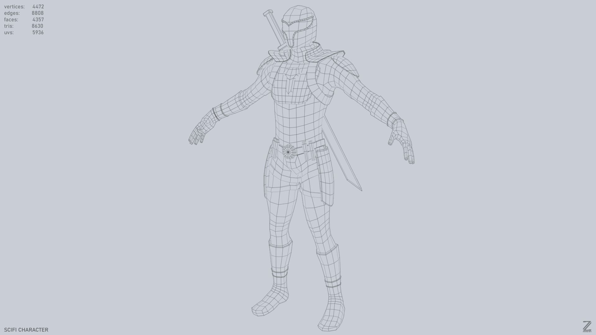 Scifi character Low-poly 3D model_9