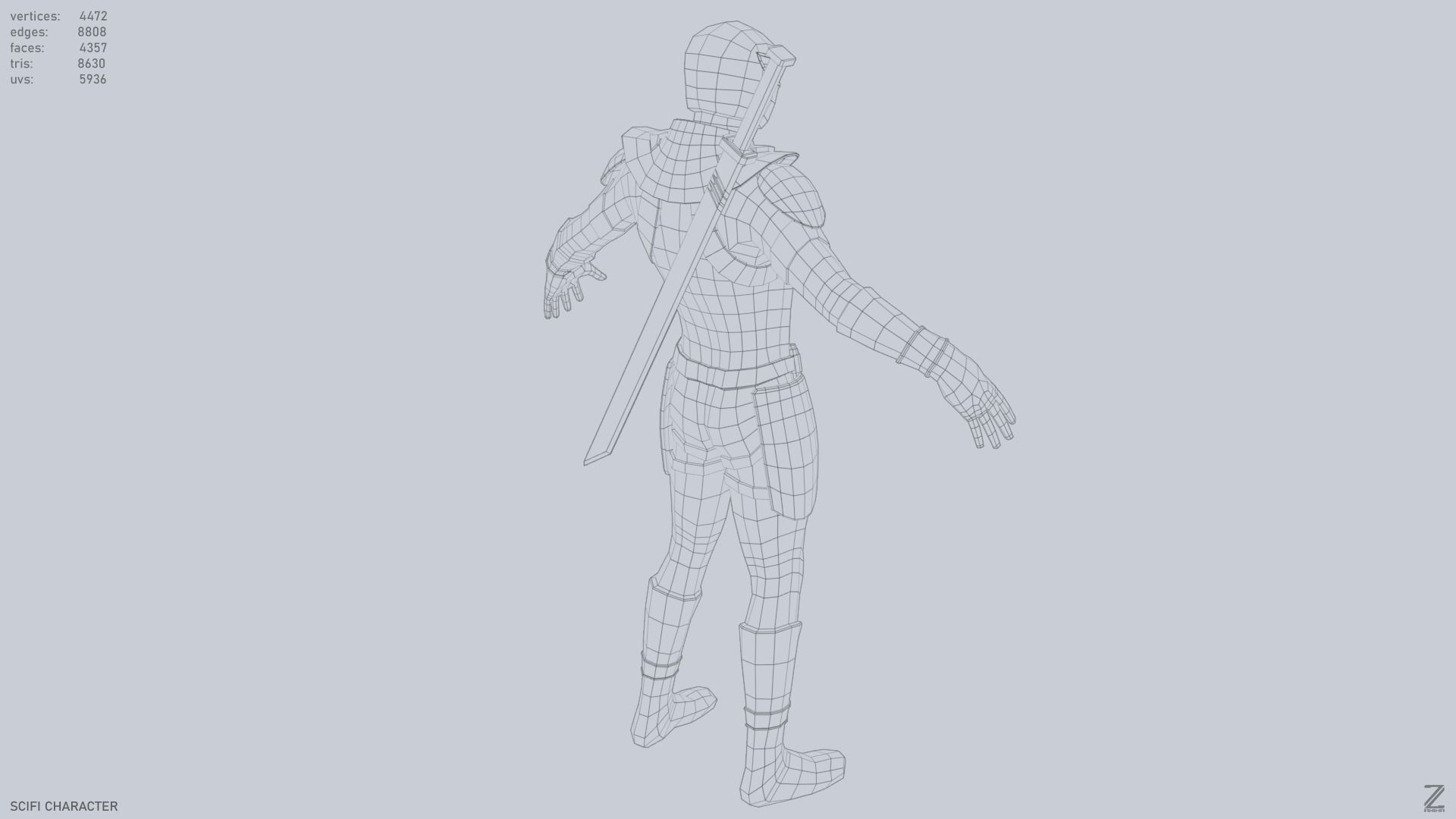 Scifi character Low-poly 3D model_14