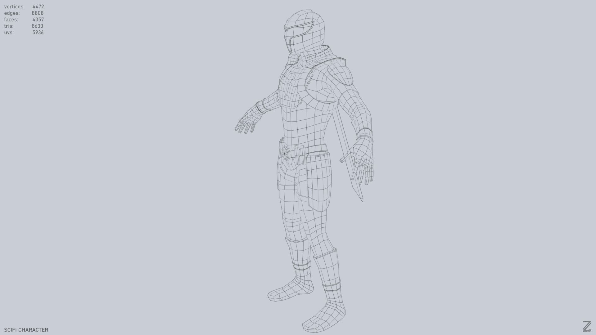 Scifi character Low-poly 3D model_10