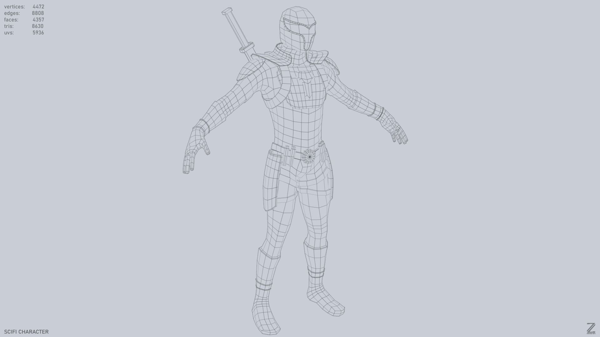 Scifi character Low-poly 3D model_15