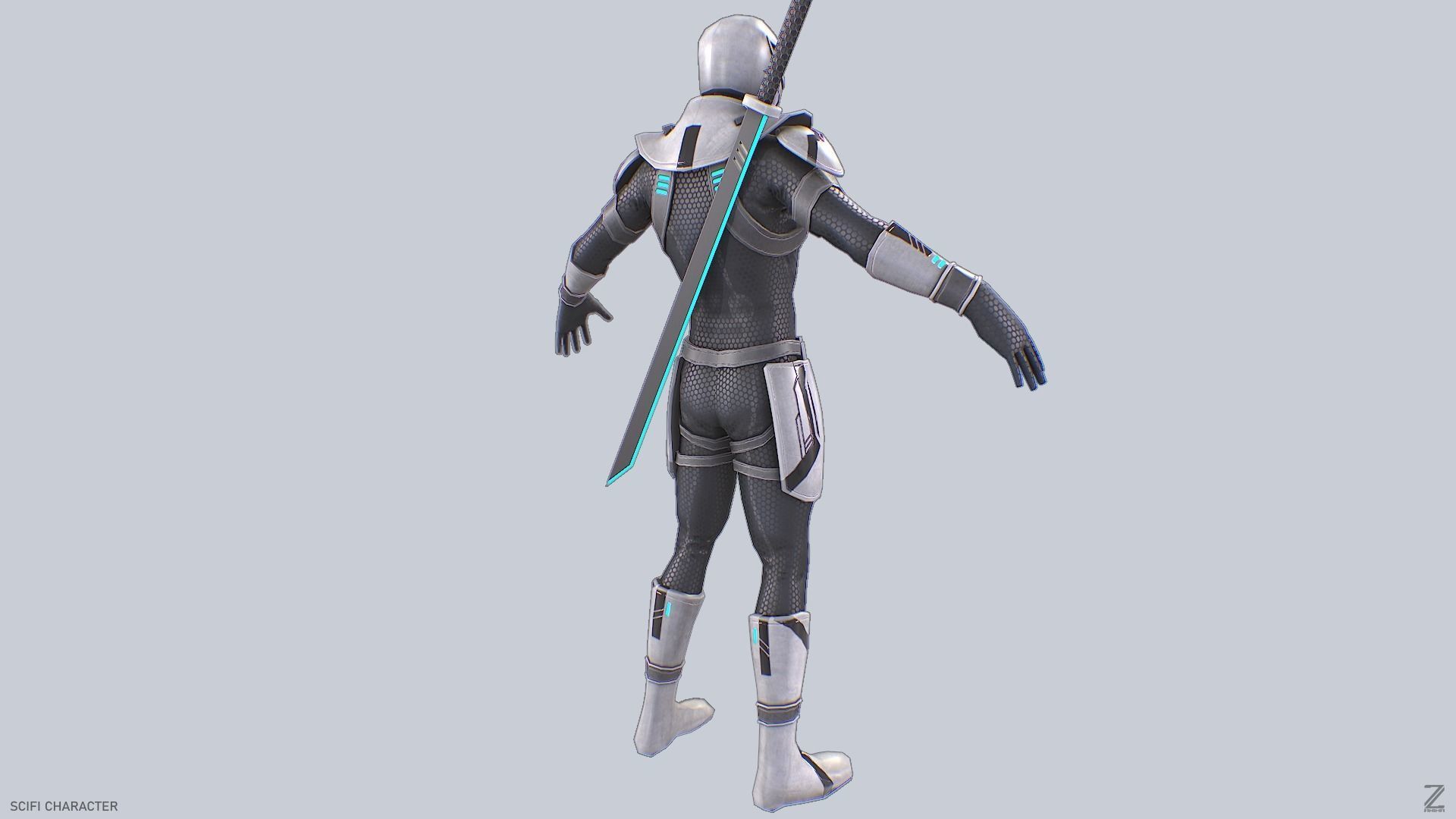 Scifi character Low-poly 3D model_6
