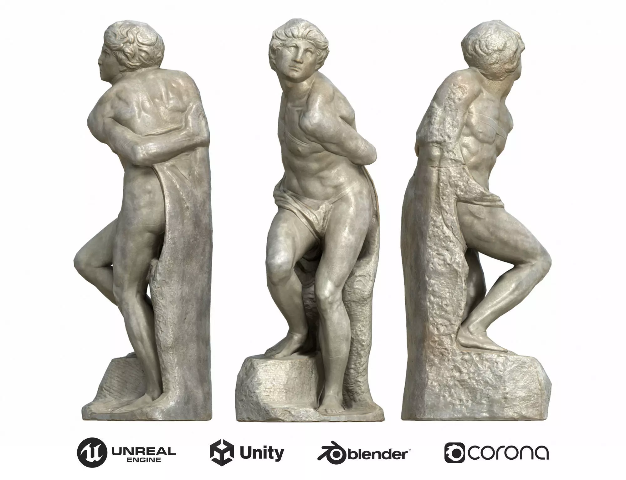 Statue Low Poly 014 Low-poly 3D model_0