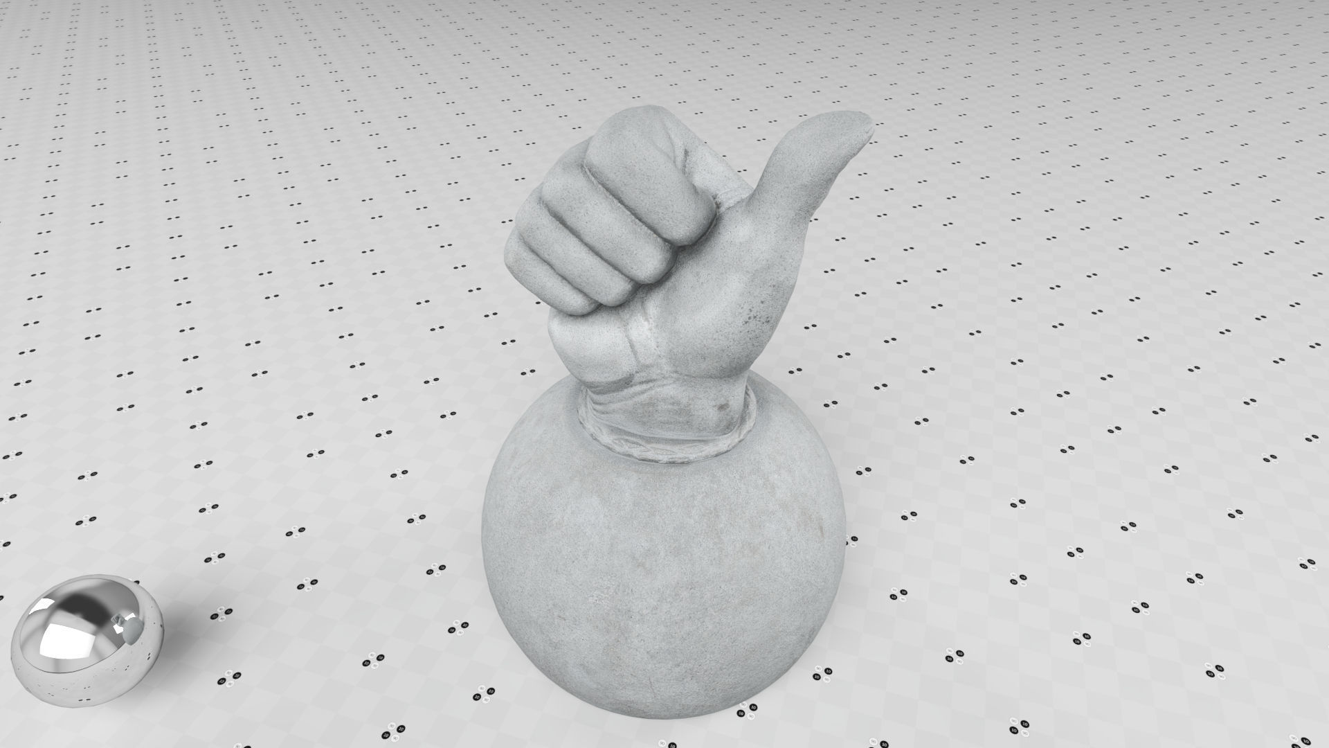 Thumbs Up- Granit Sculpture Low-poly 3D model_4