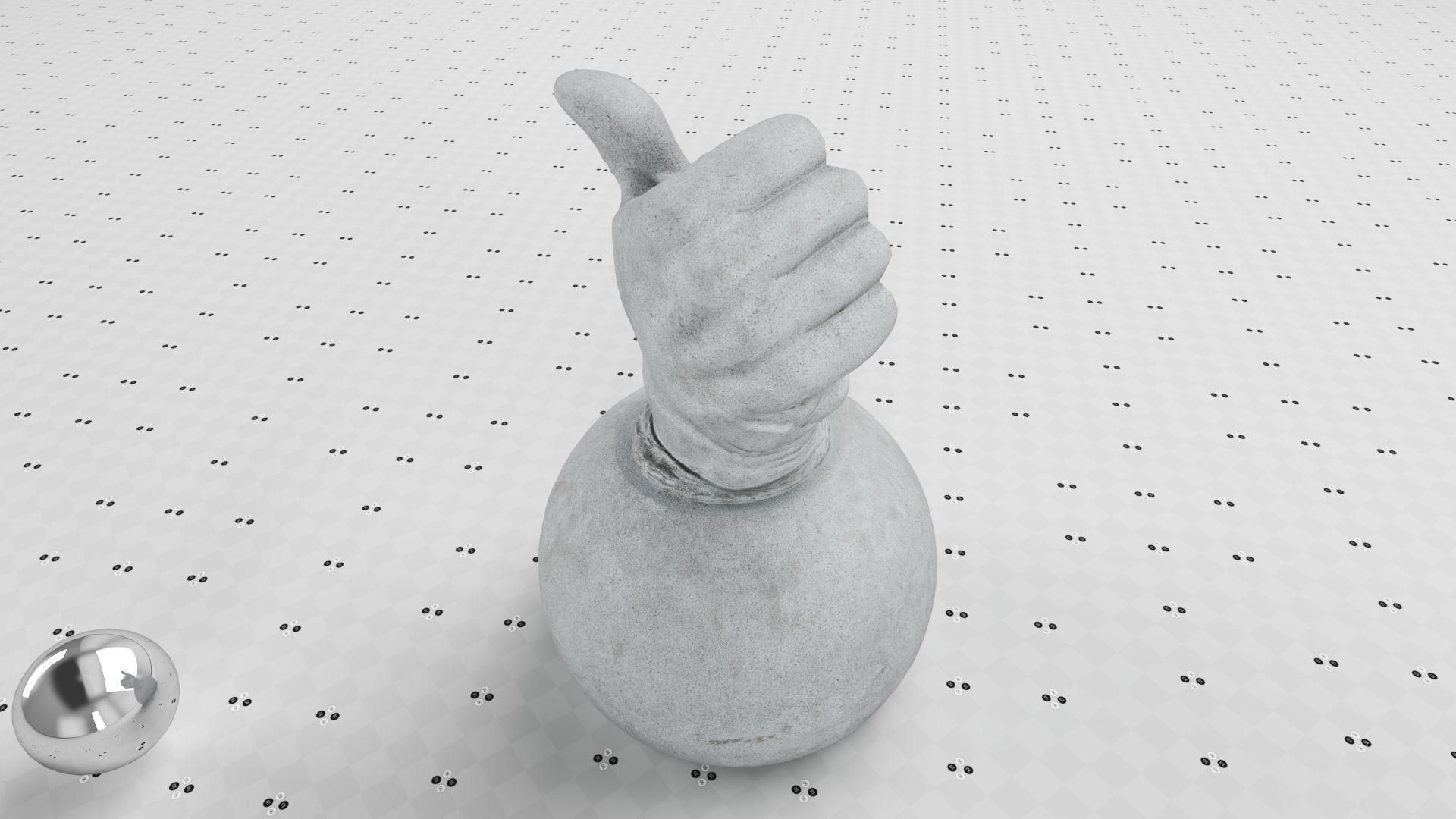 Thumbs Up- Granit Sculpture Low-poly 3D model_8