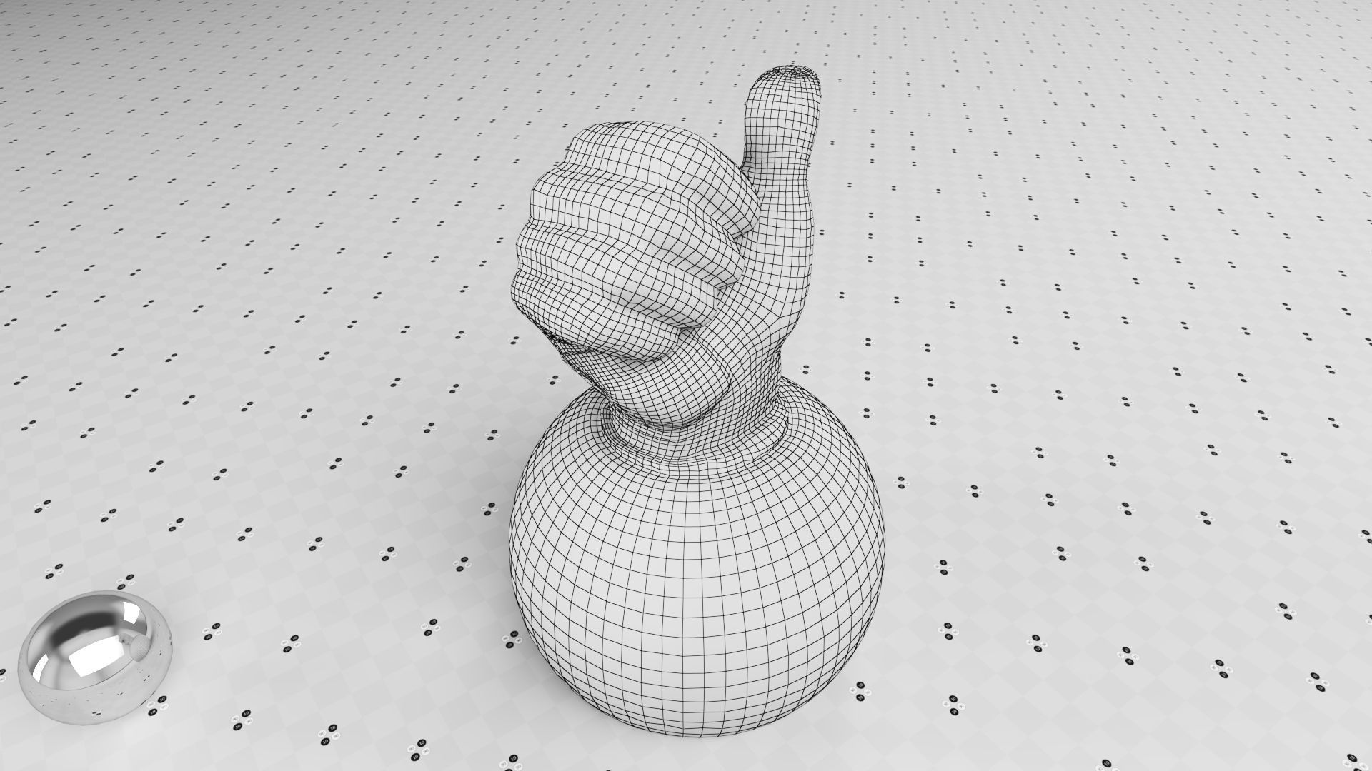 Thumbs Up- Granit Sculpture Low-poly 3D model_1
