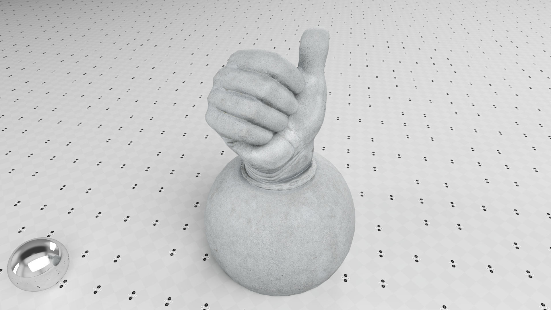 Thumbs Up- Granit Sculpture Low-poly 3D model_3