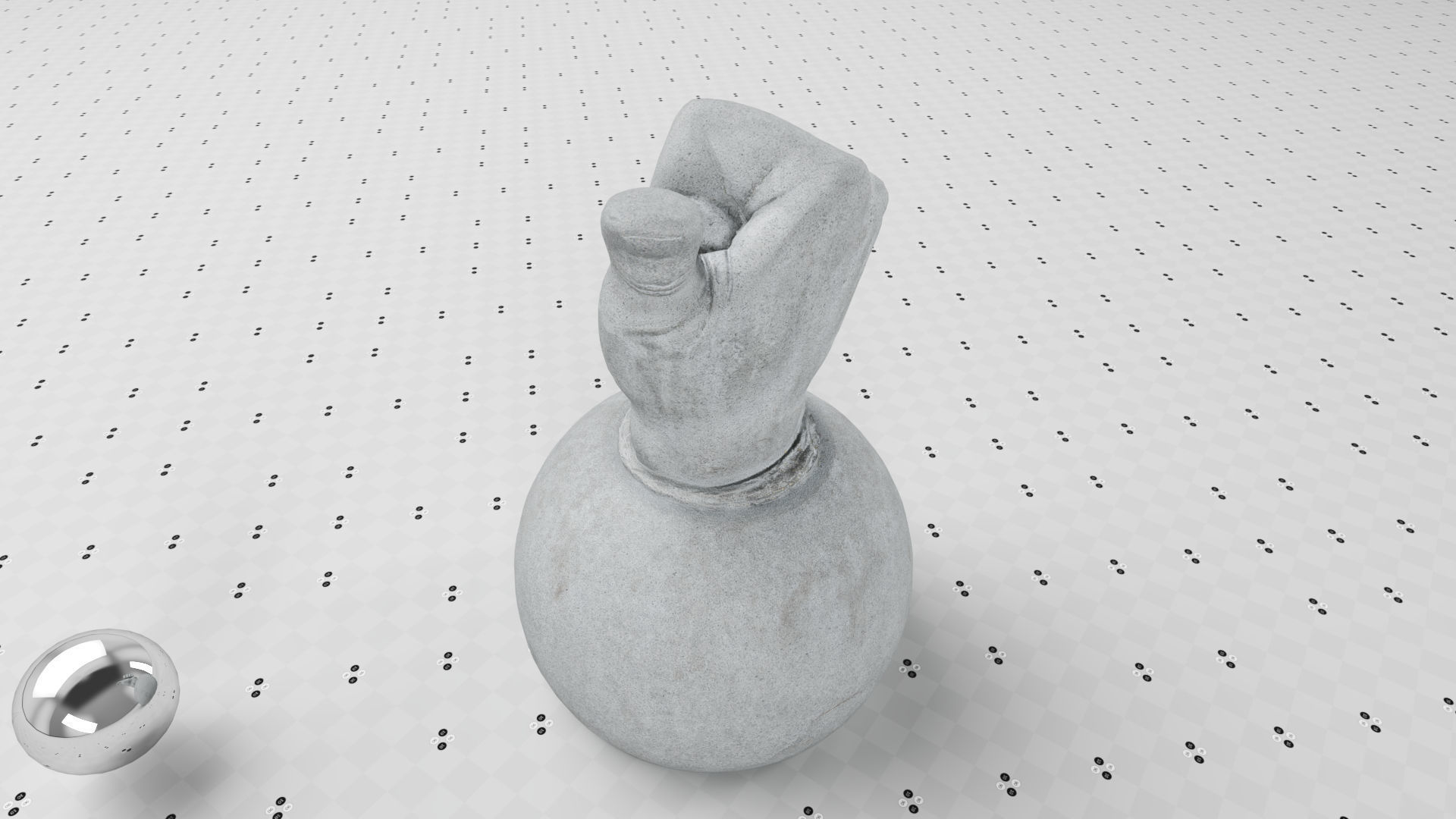 Thumbs Up- Granit Sculpture Low-poly 3D model_6